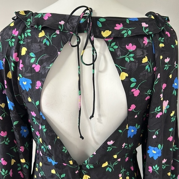 For Love & Lemons Lexy Mini Dress Long Sleeve Black Floral Jacquard XL NEW - Picture 11 of 15